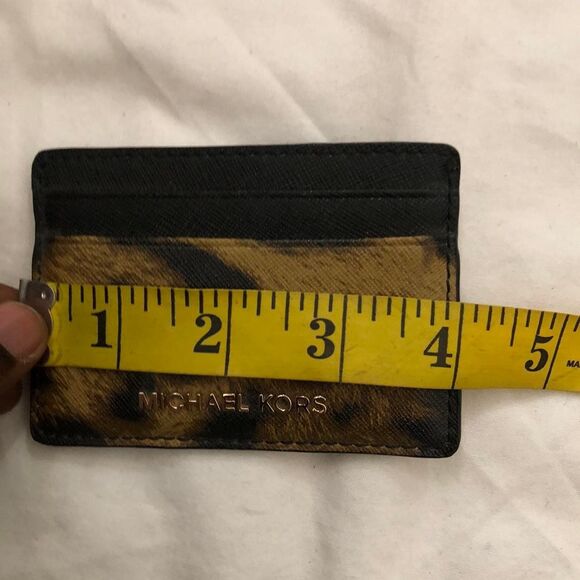MICHAEL KORS Black Brown Leopard Animal Money Pieces Coin Cardholder Case Wallet - Picture 5 of 7